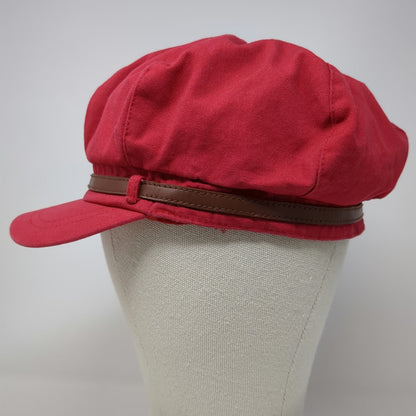 Nine West Army Cap Red One Size Brown Strap Fashion Military Style Summer Hat