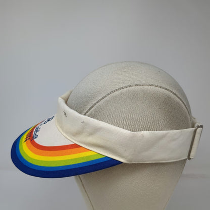 White Blue Red Orange Yellow Green 1984 Softball Champs Visor Hat Strap Vintage
