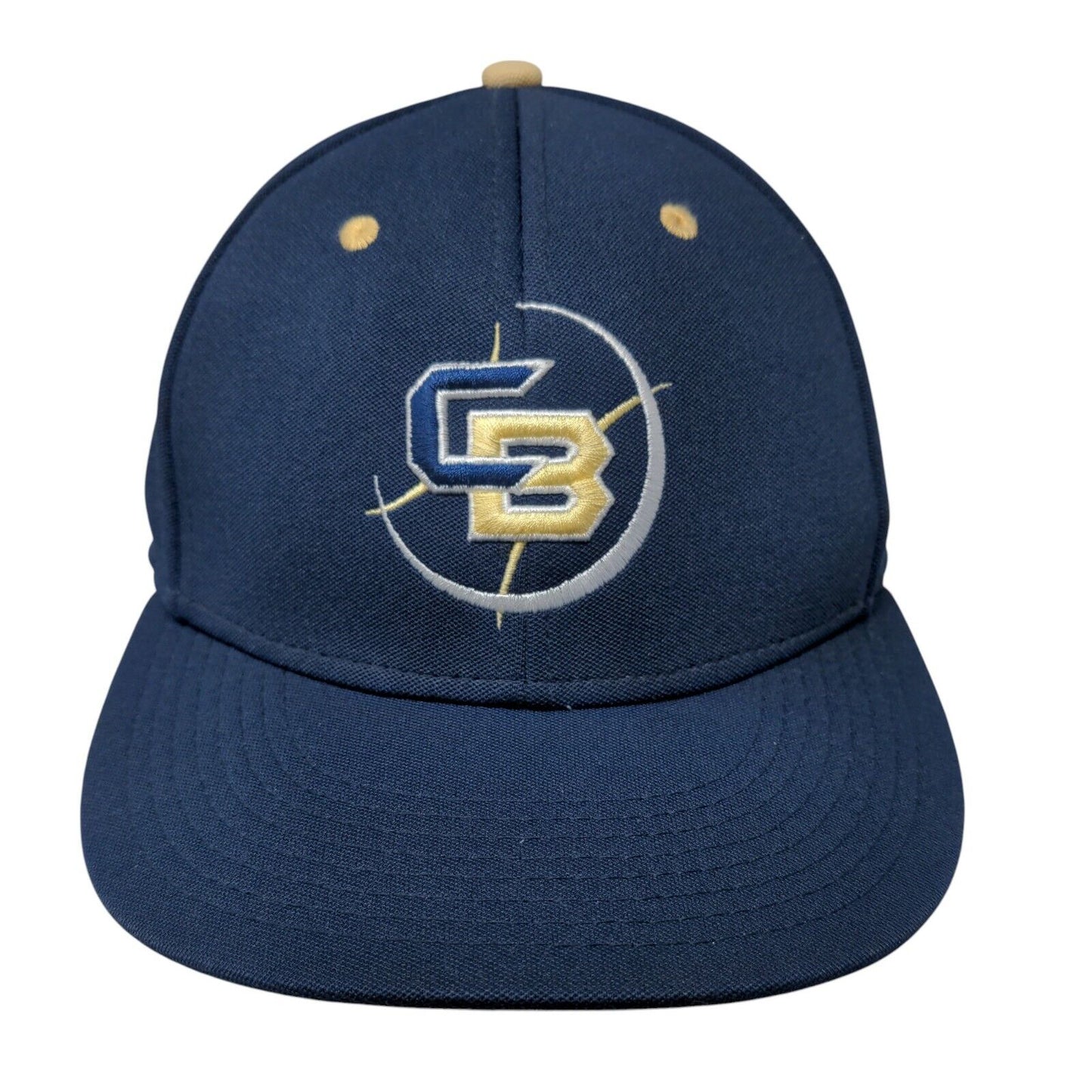 The Game Pro Fitted Hat Blue Large Embroidered Logo Solid Vent Holes