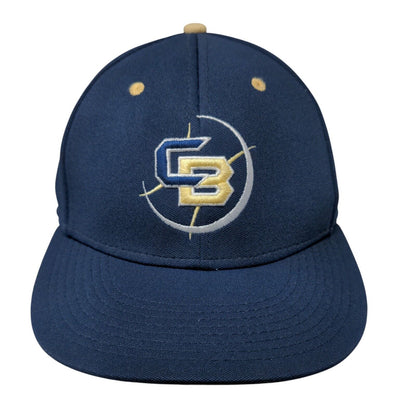 The Game Pro Fitted Hat Blue Large Embroidered Logo Solid Vent Holes