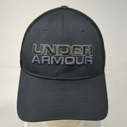 Under Armour Baseball Cap Black L Mesh Back Stretch Fit Embroidered Logo Hat