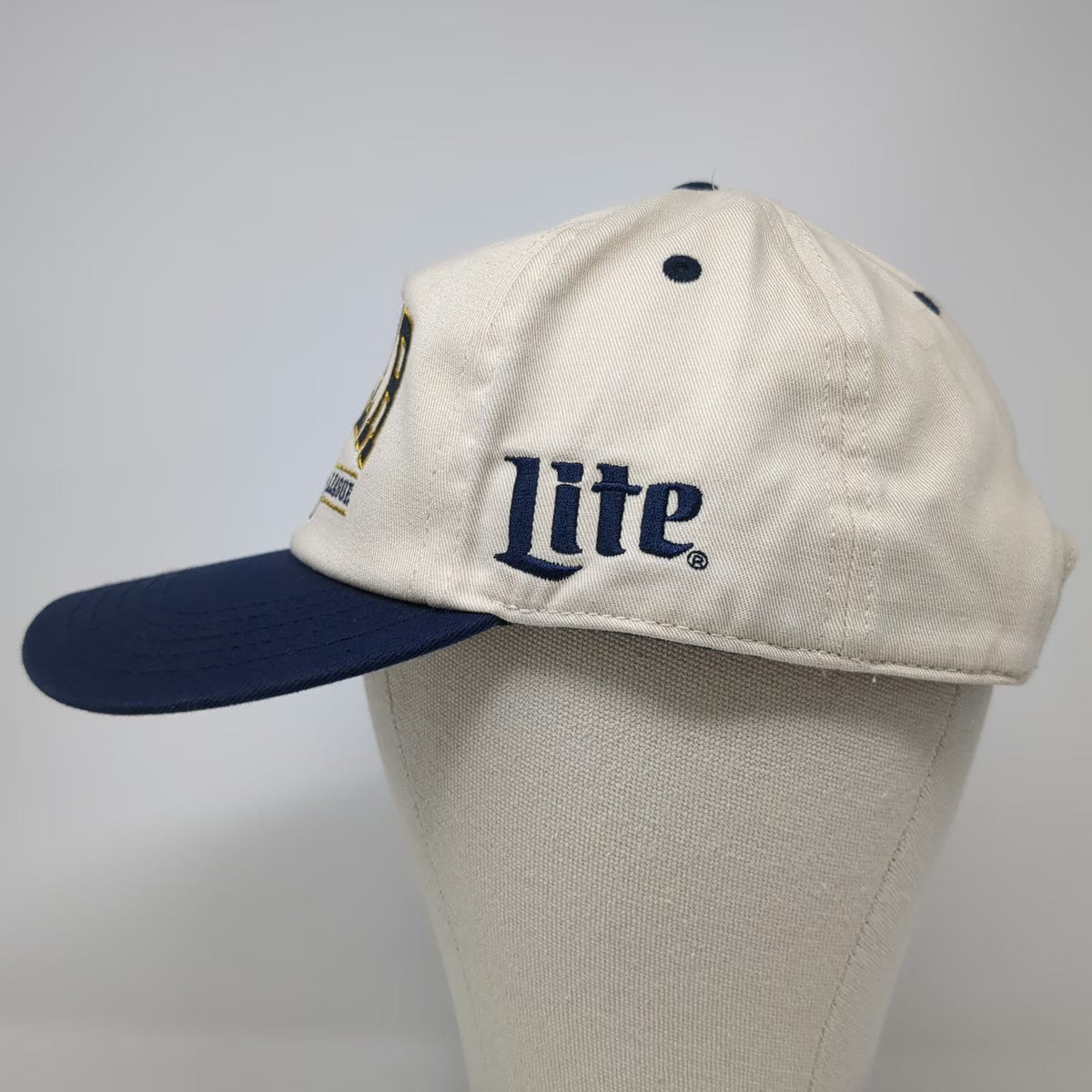 American Needle 5 Panel Miller Lite Football League Hat White One Size Blue
