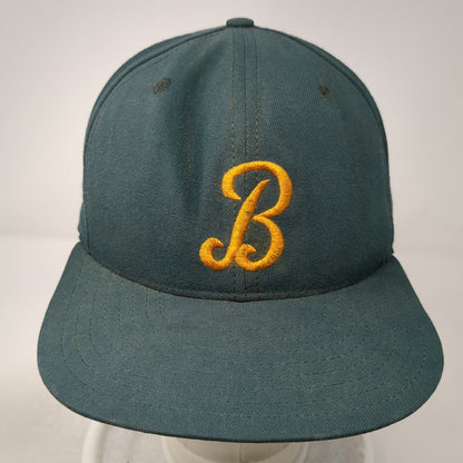 New Era Snapback Hat Green L Cursive B Lion Head Embroidery USA Made Vintage