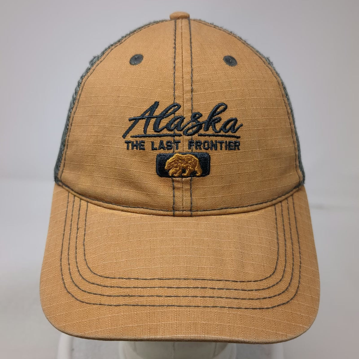 Prairie Mountain Trucker Hat Brown Gray One Size Alaska Bear Last Frontier Mesh