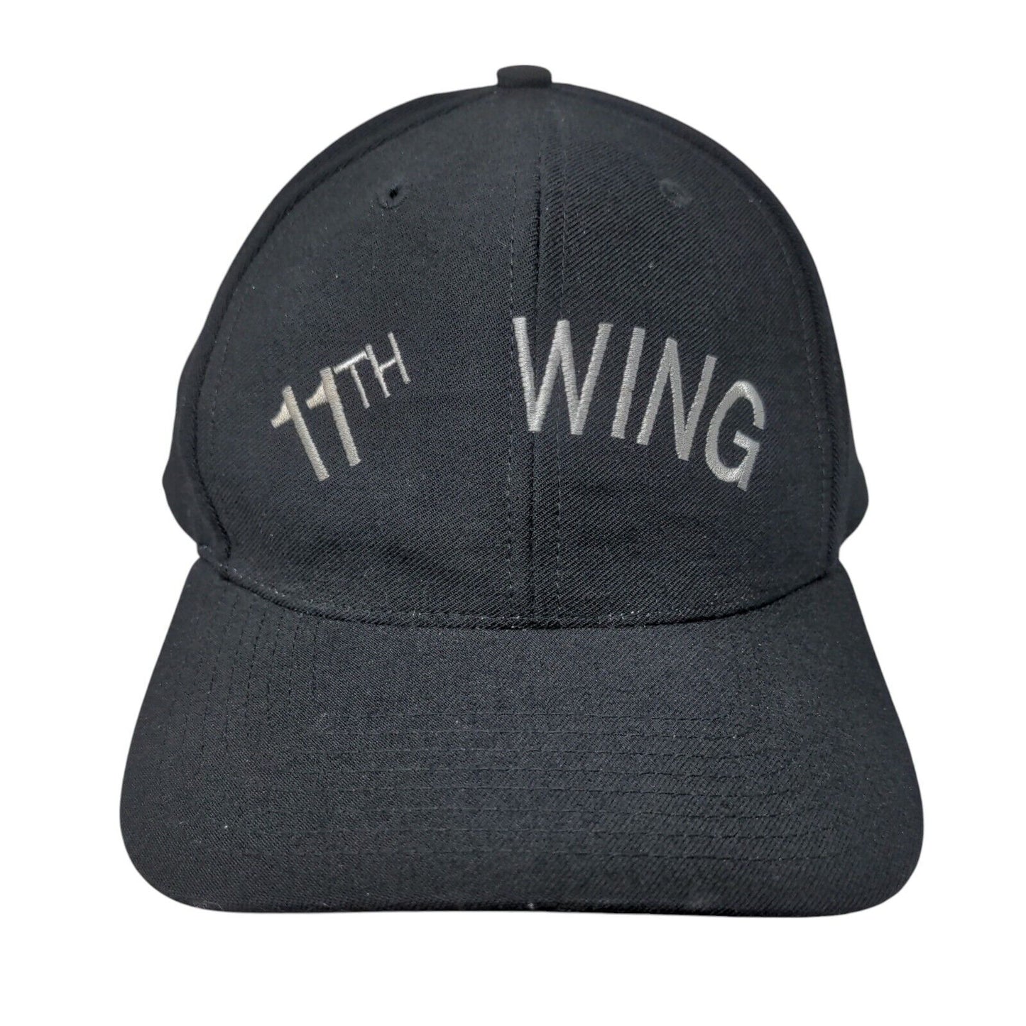 11th Wing Snapback Hat Black Large Embroidered Richardson Pro Model 6 Panel