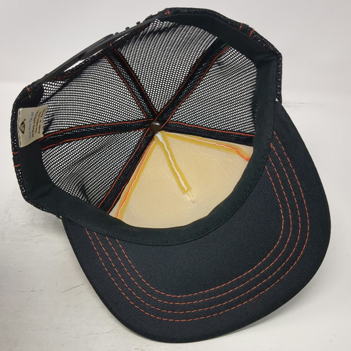 Trucker Hat Black One Size Frasure Construction Mesh Snapback Graphic Print Hat