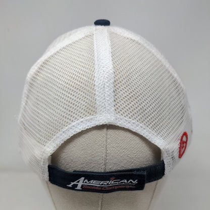 AT Strapback Trucker Hat Blue One Size Embroidered Mesh Back American Tackle Co.