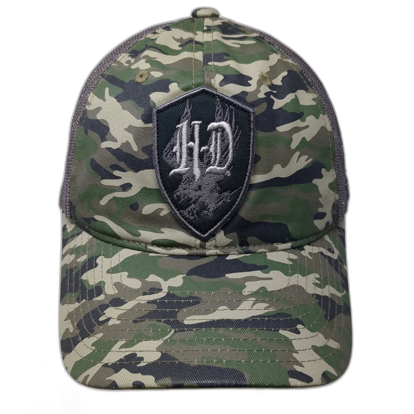 Harley-Davidson Trucker Hat Green Gray One Size Camo Mesh Snapback Embroidery