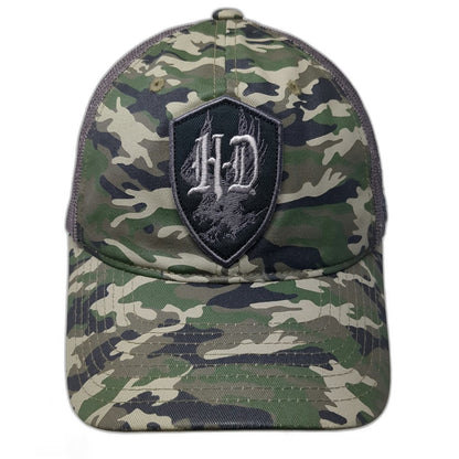Harley-Davidson Trucker Hat Green Gray One Size Camo Mesh Snapback Embroidery