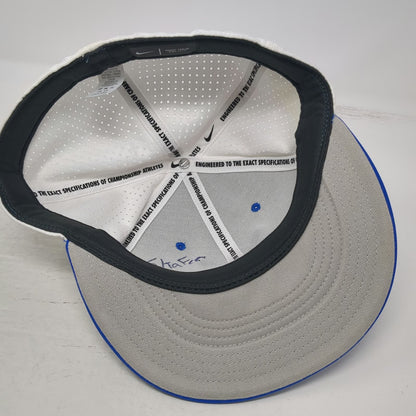 BYU Cougars NCAA Nike Baseball Cap White Blue 7 1/4 Perforated Mesh Dri-Fit Hat