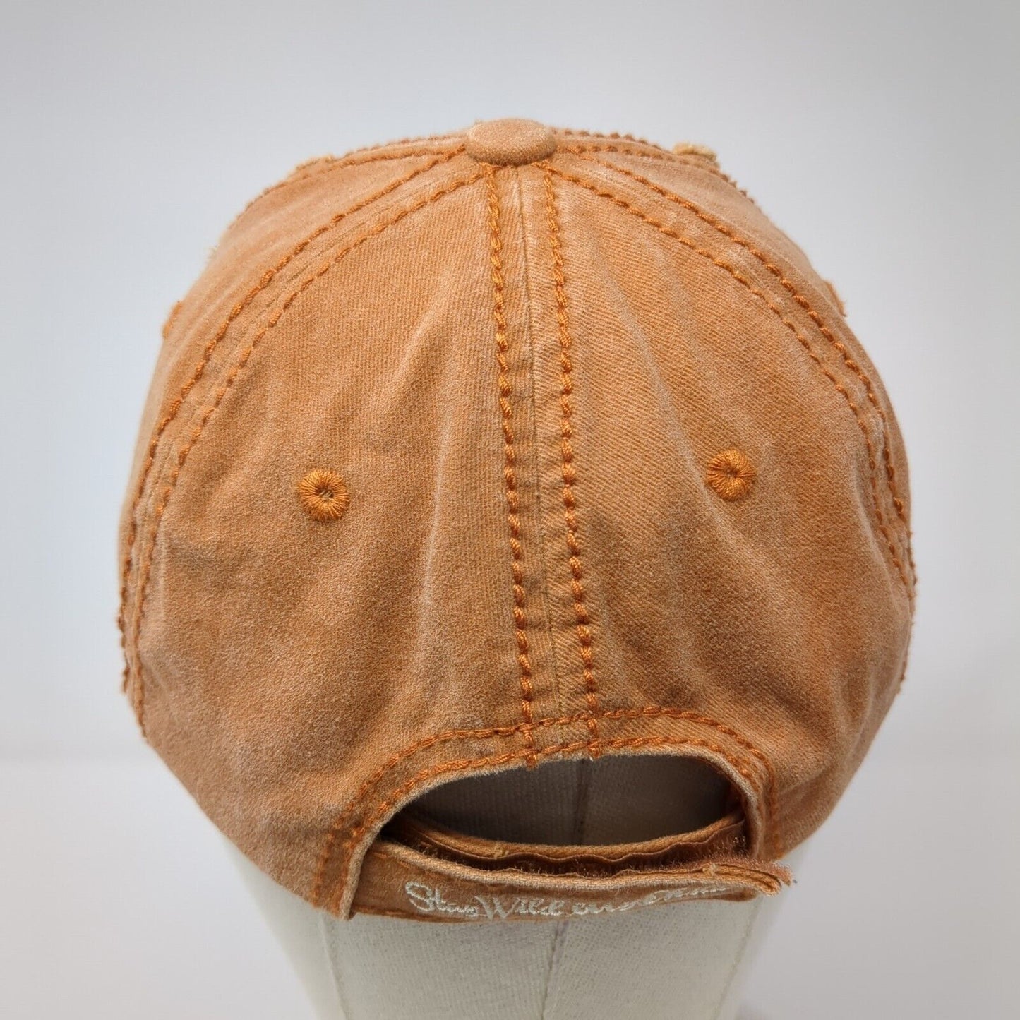 Stay Wild My Child Strapback Hat Brown OS Adjustable Distressed 4350 District