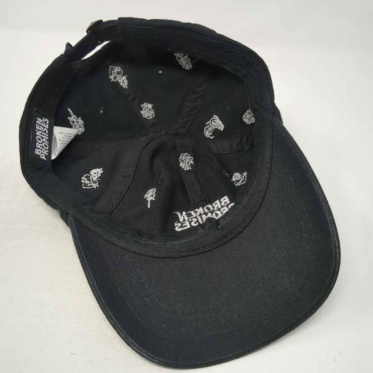 Broken Promises Baseball Cap Black One Size Roses Snakes Hearts Hat Strapback