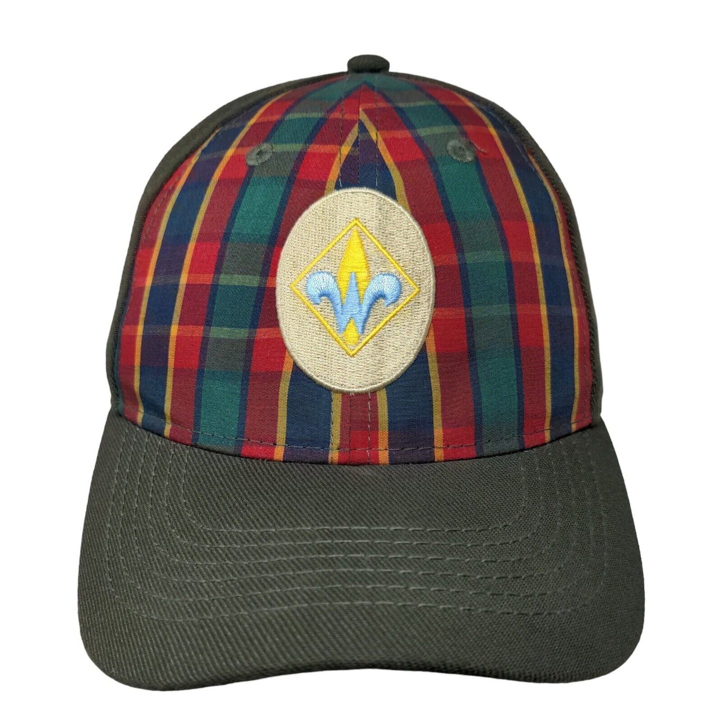 Boy Scouts Of America Webelo Fitted Hat Green S-M Embroidered Plaid 6 Panel