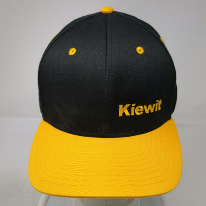 CapAmerica Snapback Hat Black Yellow One Size Flat Brim Kiewit Logo 6 Panel