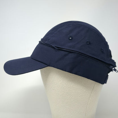 Blue Baseball Cap One Size Zip Off Convertible Visor Strapback Plain Solid Hat