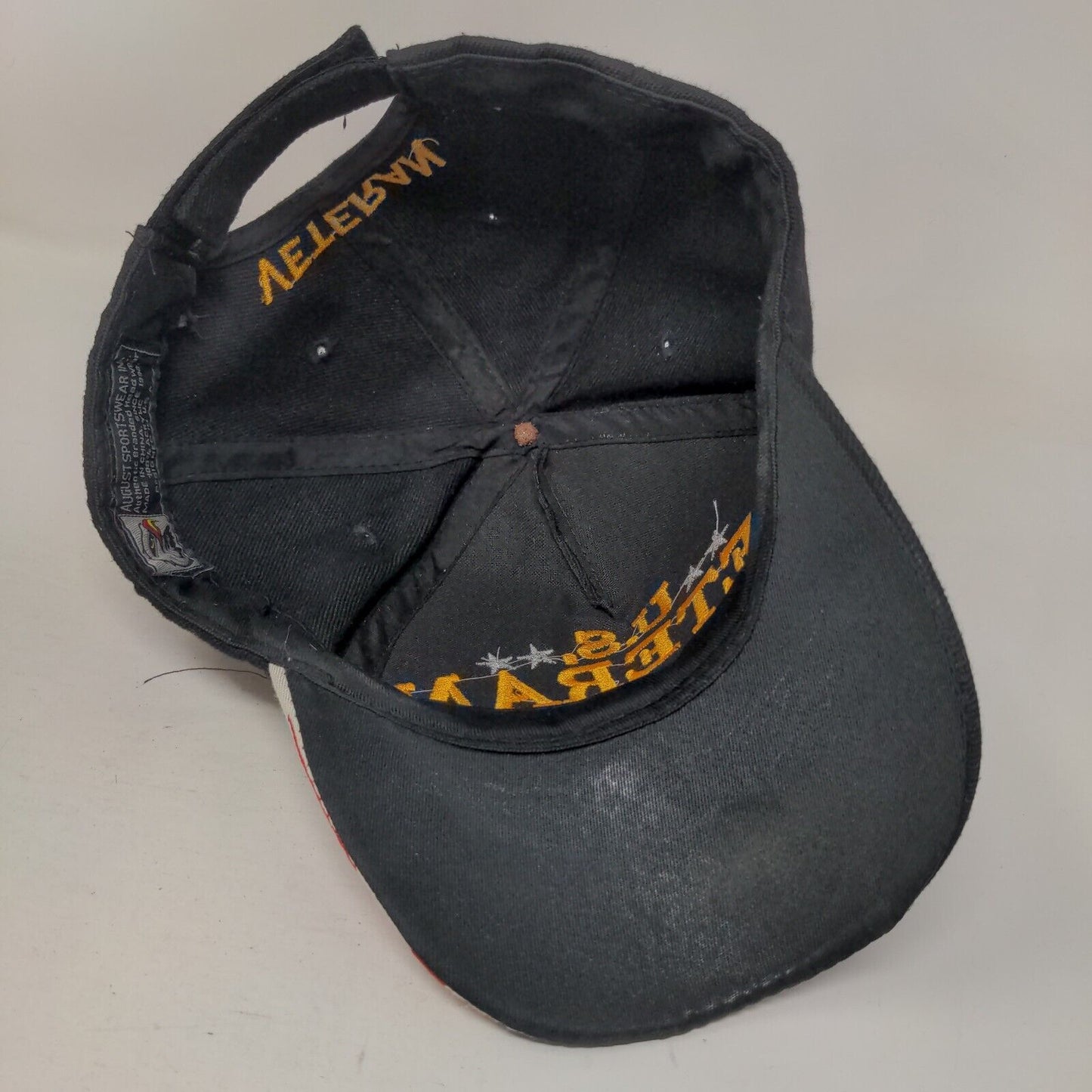US Veteran Strapback Hat Black One Size Adjustable Embroidered Flag Patriotic