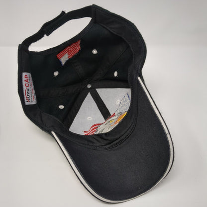 USA Flag Eagle Strapback Hat Black One Size Adjustable Embroidered Huyu