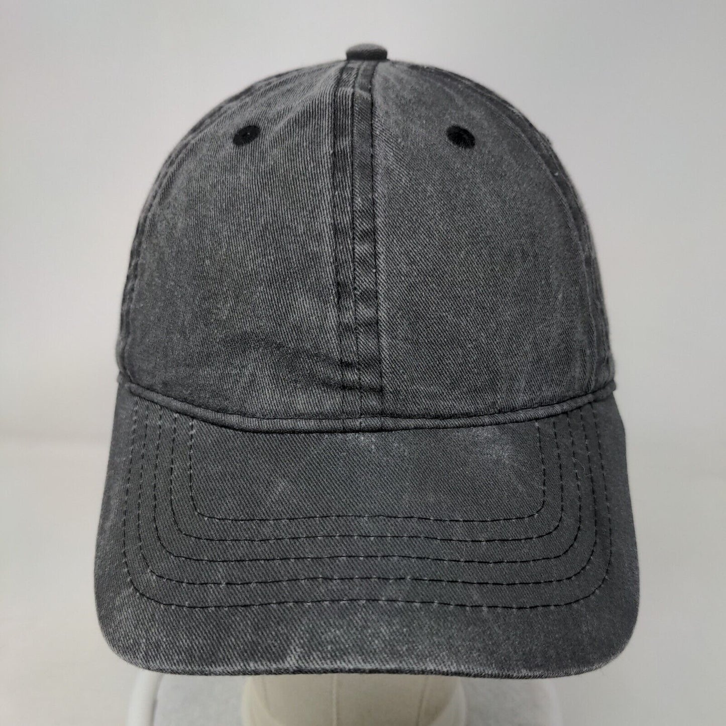 Unbranded Strapback Hat Gray Black Soot OSFM Adjustable 6 Panel Blank
