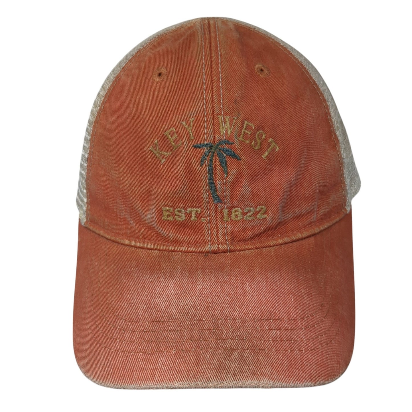 Key West Est. 1822 Trucker Hat Orange One Size Adjustable Mesh Back Headmost
