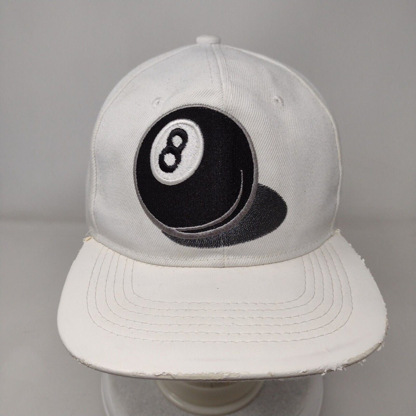 8 Ball Snapback Hat White One Size Adjustable Embroidered 6 Panel Joy Cap