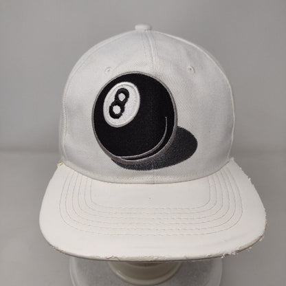 8 Ball Snapback Hat White One Size Adjustable Embroidered 6 Panel Joy Cap