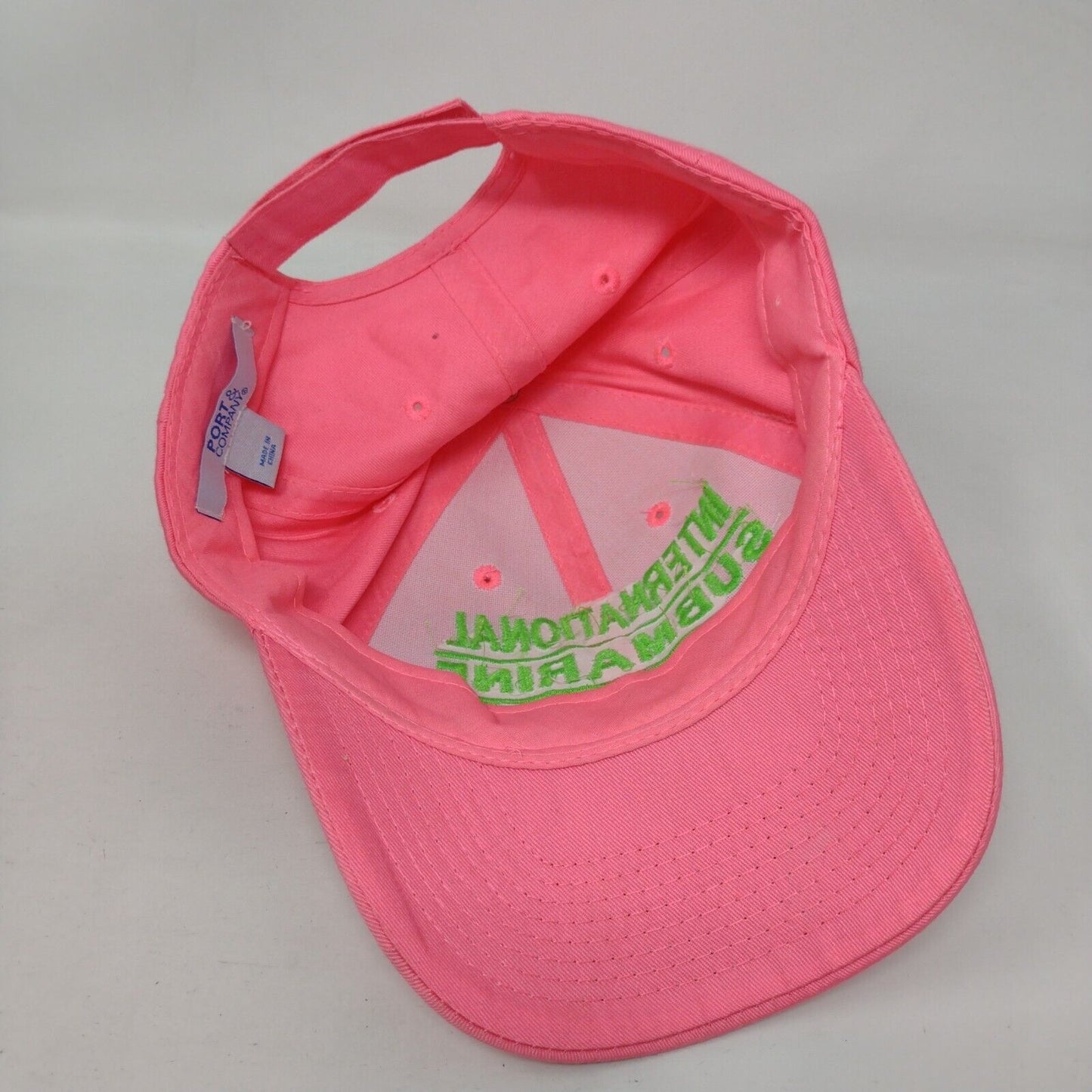 International Submarine Races Strapback Hat Pink Embroidered Logo Adjustable