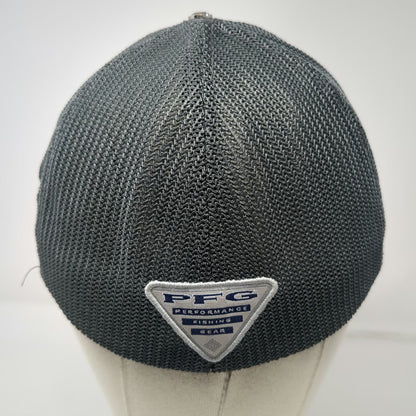 Columbia Baseball Cap Black XL Fishing Fish Flag Mesh Fitted Hat PFG Ruskin