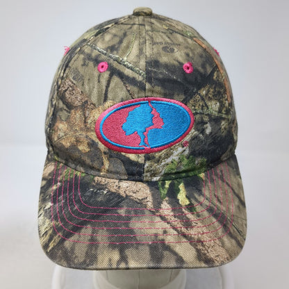 Mossy Oak Baseball Cap Brown One Size Camo Pink Blue Logo Strapback Hat Outdoor