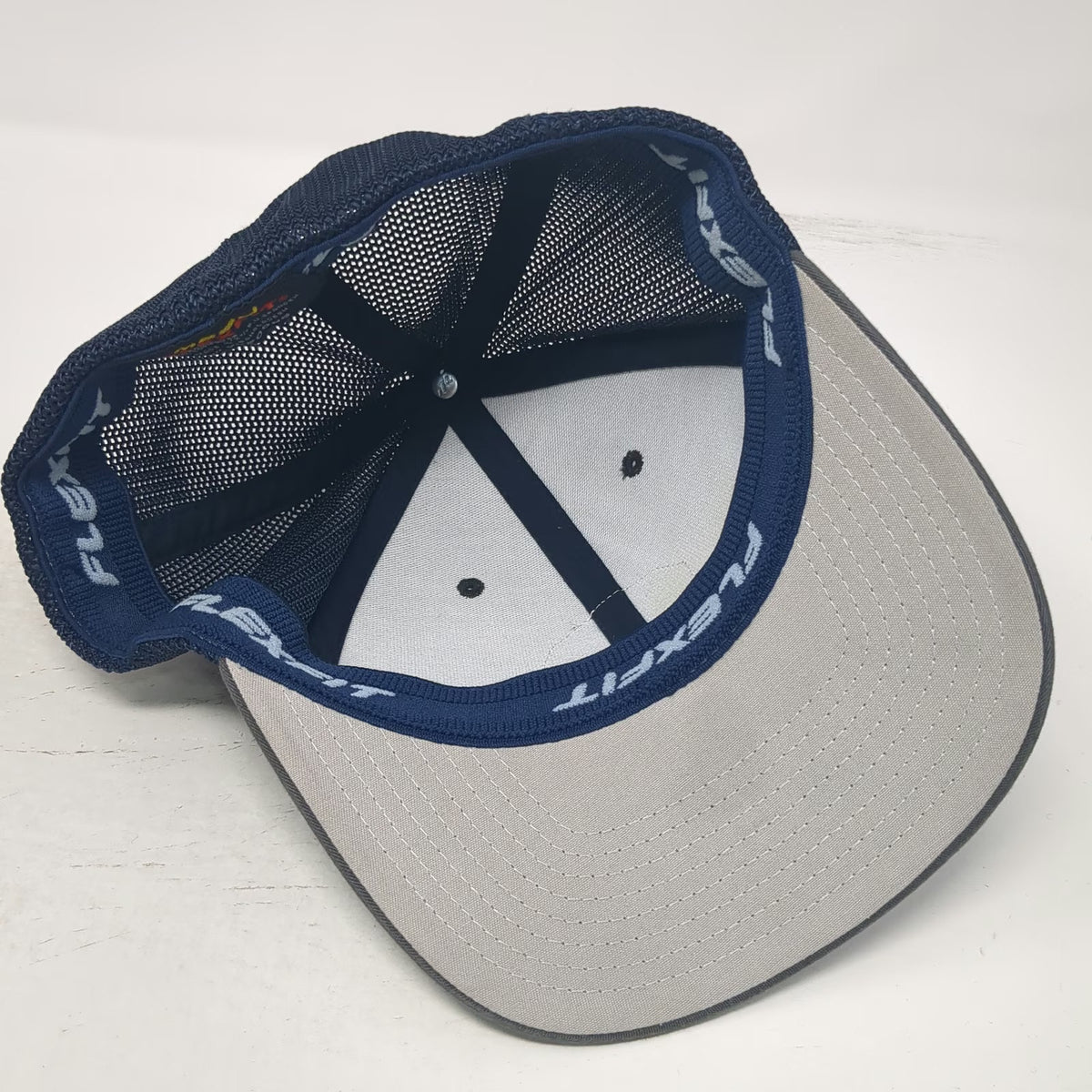 Never Summer Board Co Baseball Cap Gray Blue One Size Mesh Back Flexfit Hat