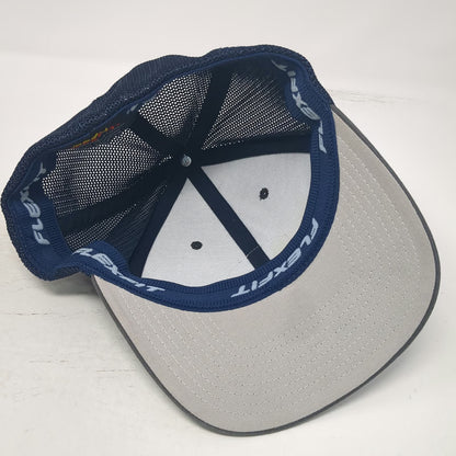 Never Summer Board Co Baseball Cap Gray Blue One Size Mesh Back Flexfit Hat