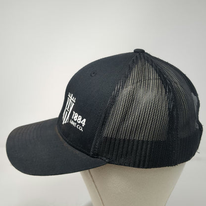 Richardson Trucker Hat Black OSFM 1884 Line Co Logo Mesh Back Snapback 112 hat