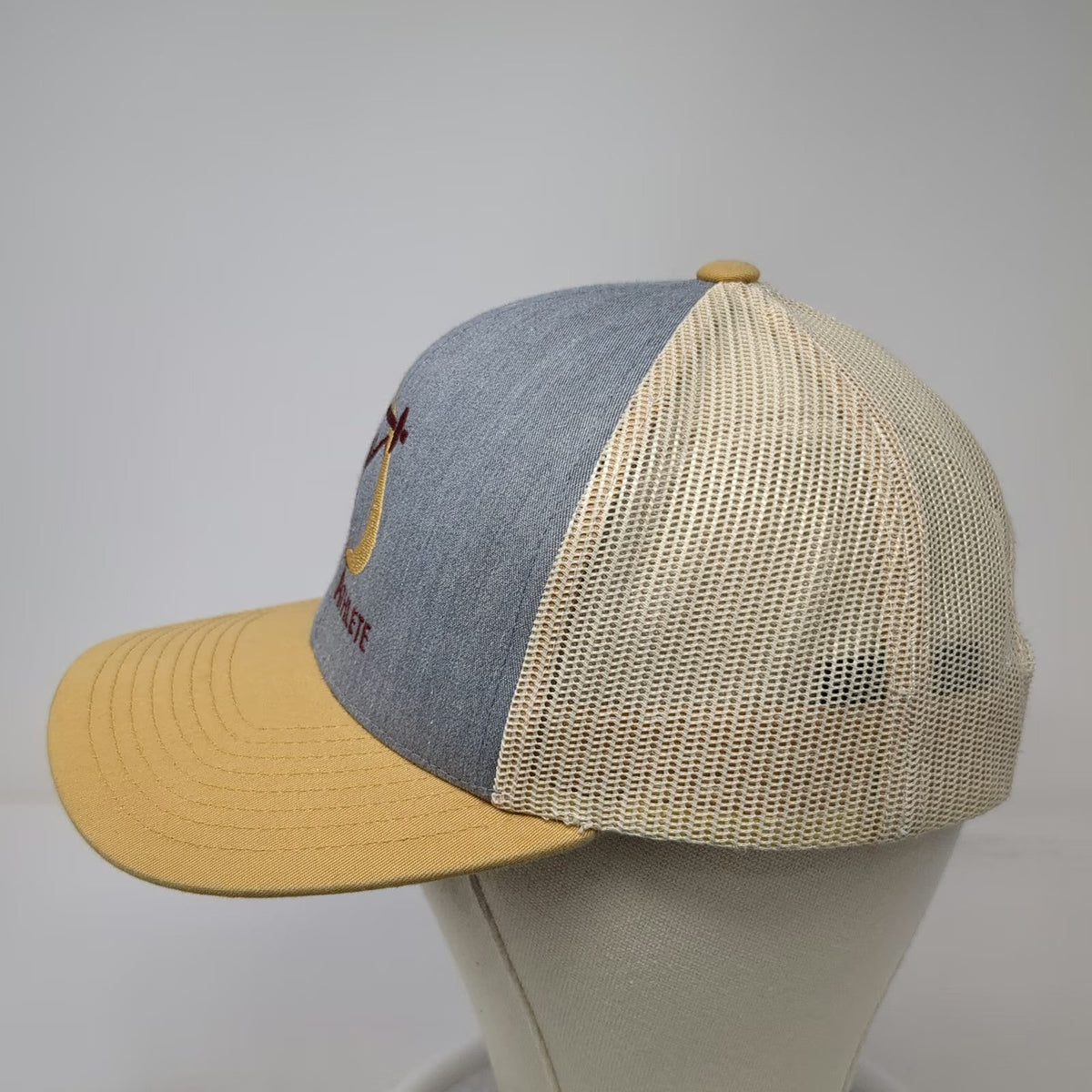 Pacific Headwear Trucker Hat Blue Gold One Size Fitness Mesh Snapback Barbell