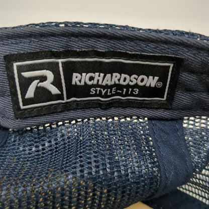 Richardson 113 Trucker Hat White Blue Red One Size Go Fast Don't Die Rope Mesh