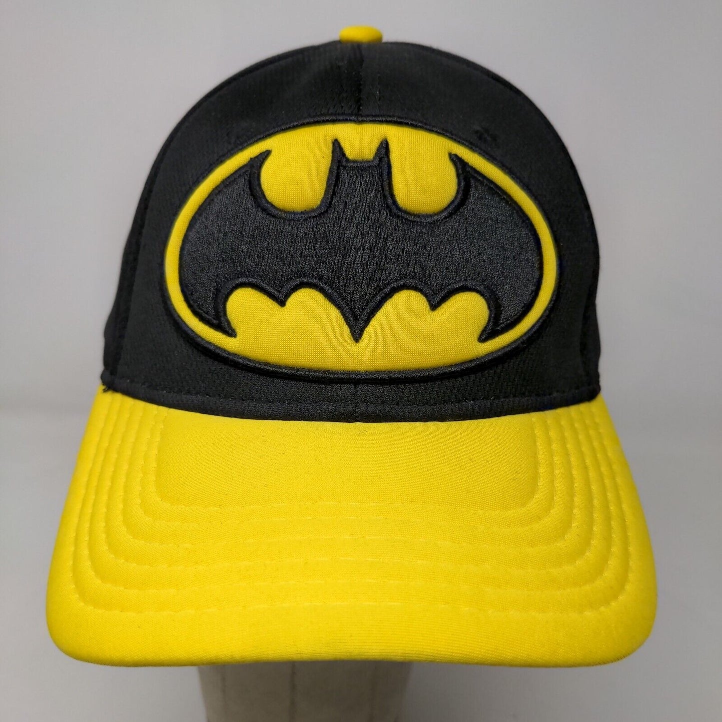 Batman Men's Snapback Hat Black Yellow Embroidered Big Logo Adjustable