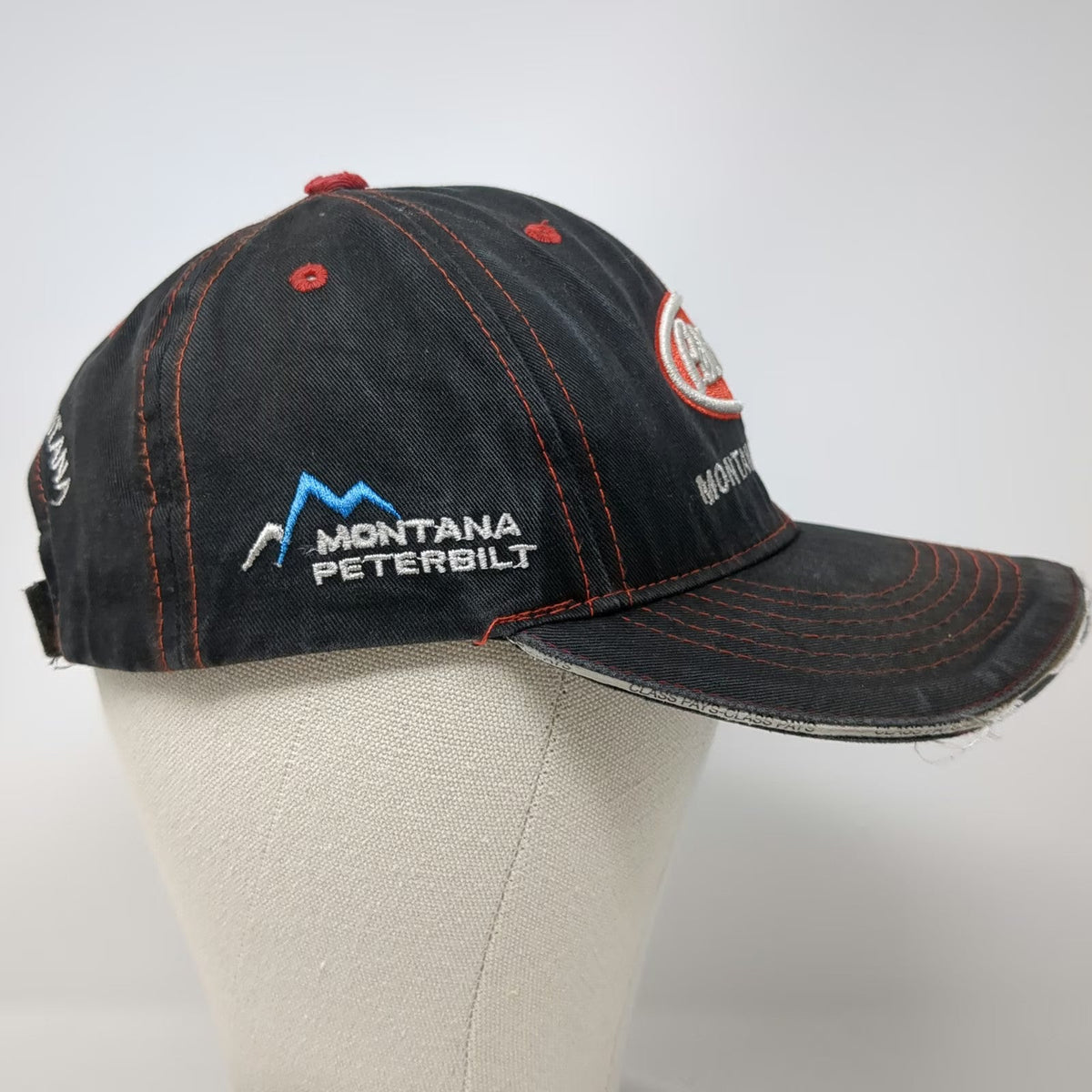 360 Apparel Peterbilt Montana Baseball Cap Black Red OSFM Hat Contrast Stitch