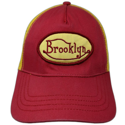 Citeez Brooklyn New York City Trucker Hat Red Yellow Mesh Snapback One Size Cap