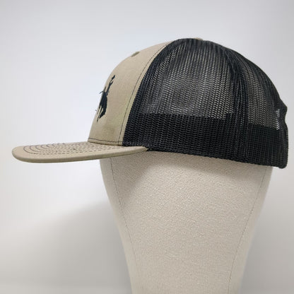 Richardson Trucker Hat Beige One Size Mesh Back Snapback Bucking Bronco Hat