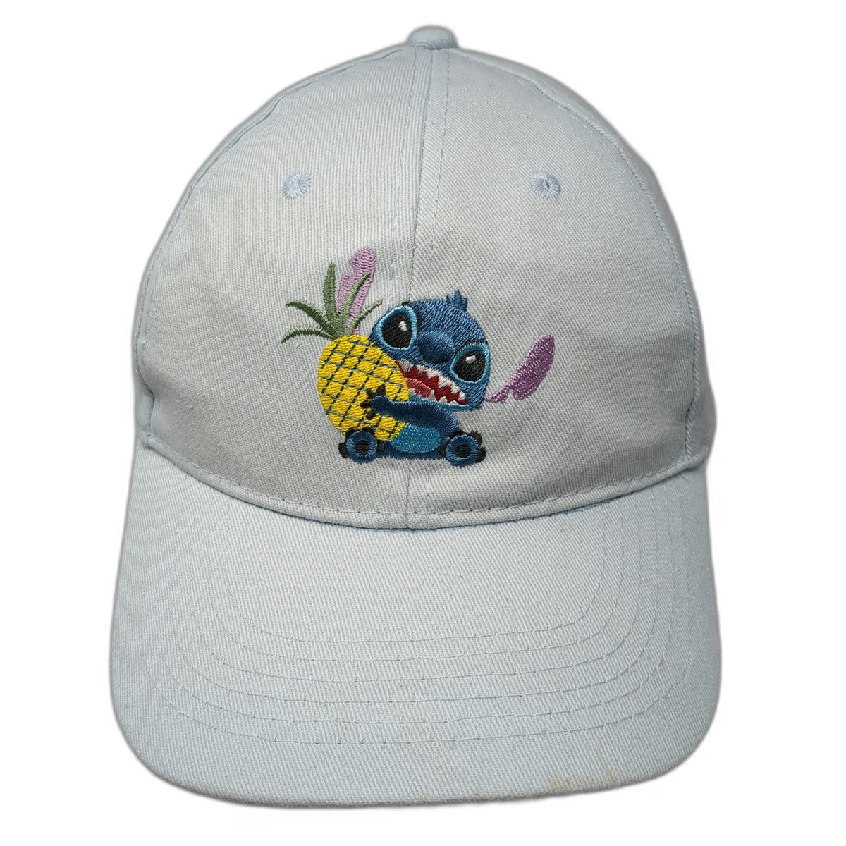 Disney Snapback Blue Hat OSFM Stitch Pineapple Embroidered Graphic Cotton Cap