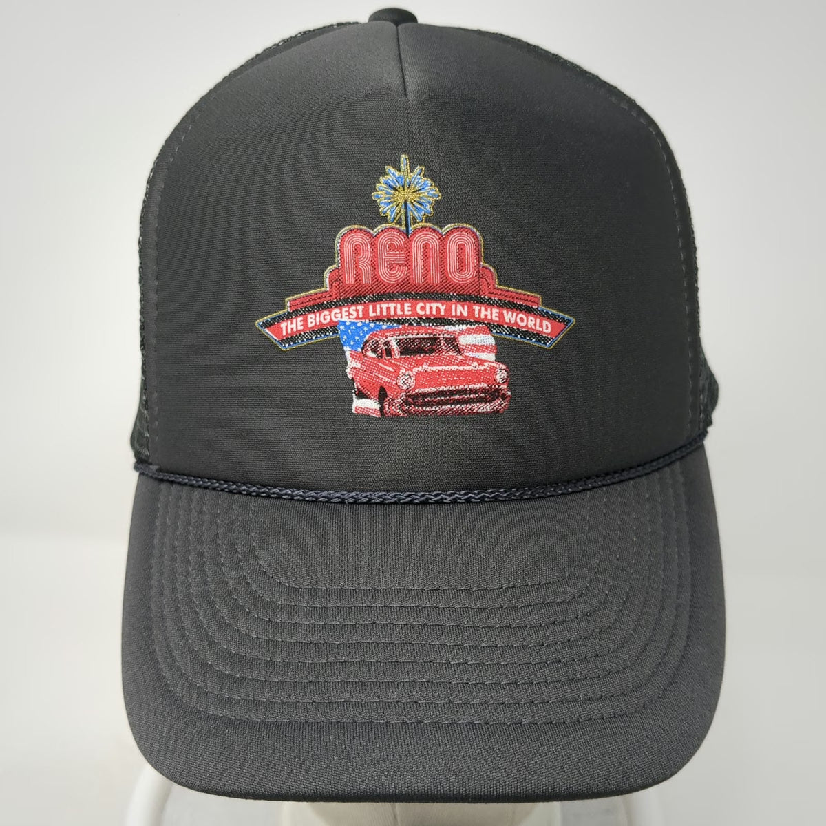 OTTO Reno Biggest Little City Trucker Hat Gray One Size Classic Car Flag