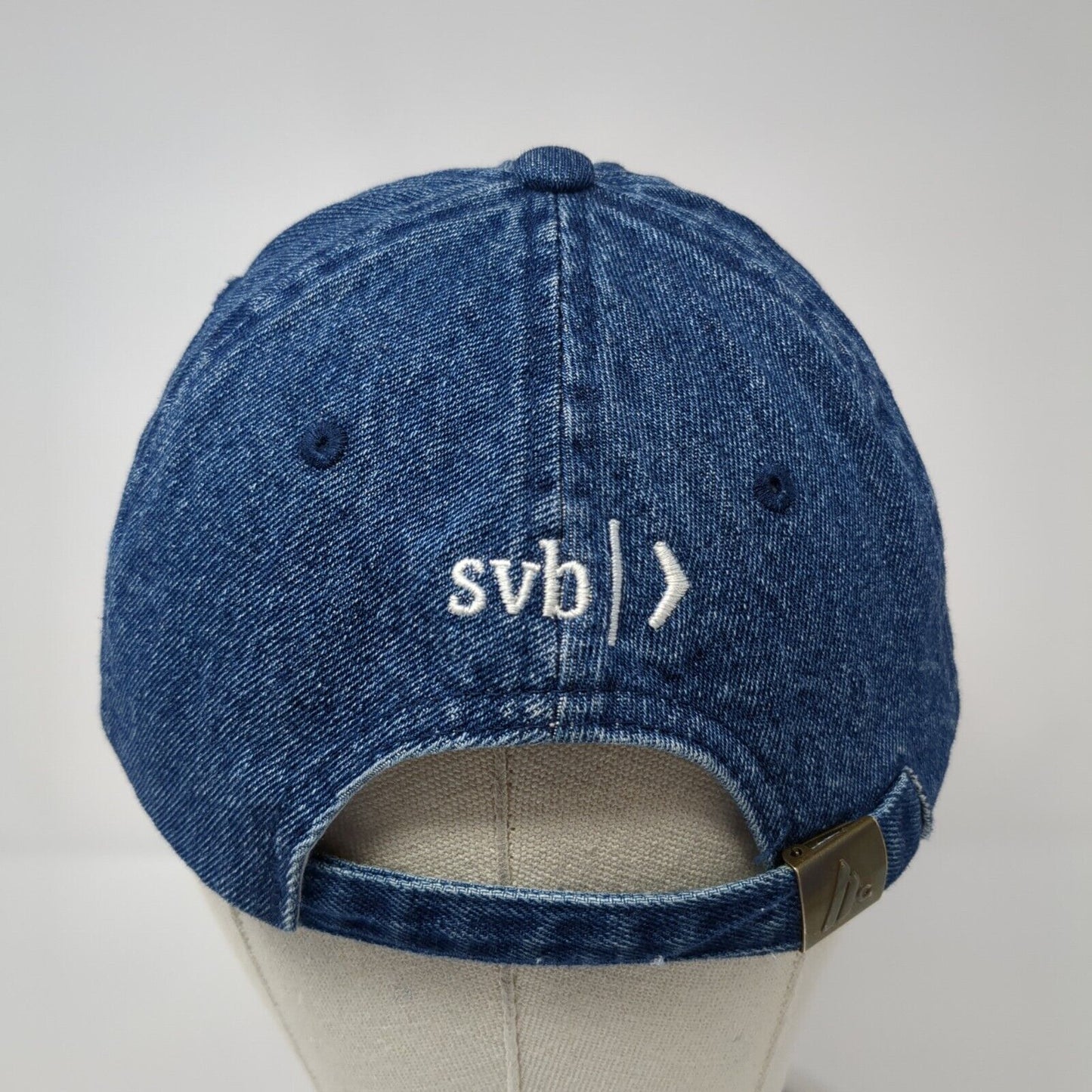 T21F Slideback Hat Blue One Size Adjustable Embroidered Denim 6 Panel