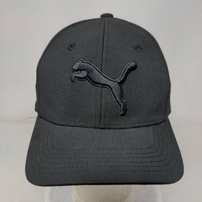 PUMA Fitted Hat Black L/XL Lightweight Embroidered Vented Holes 6 Panel