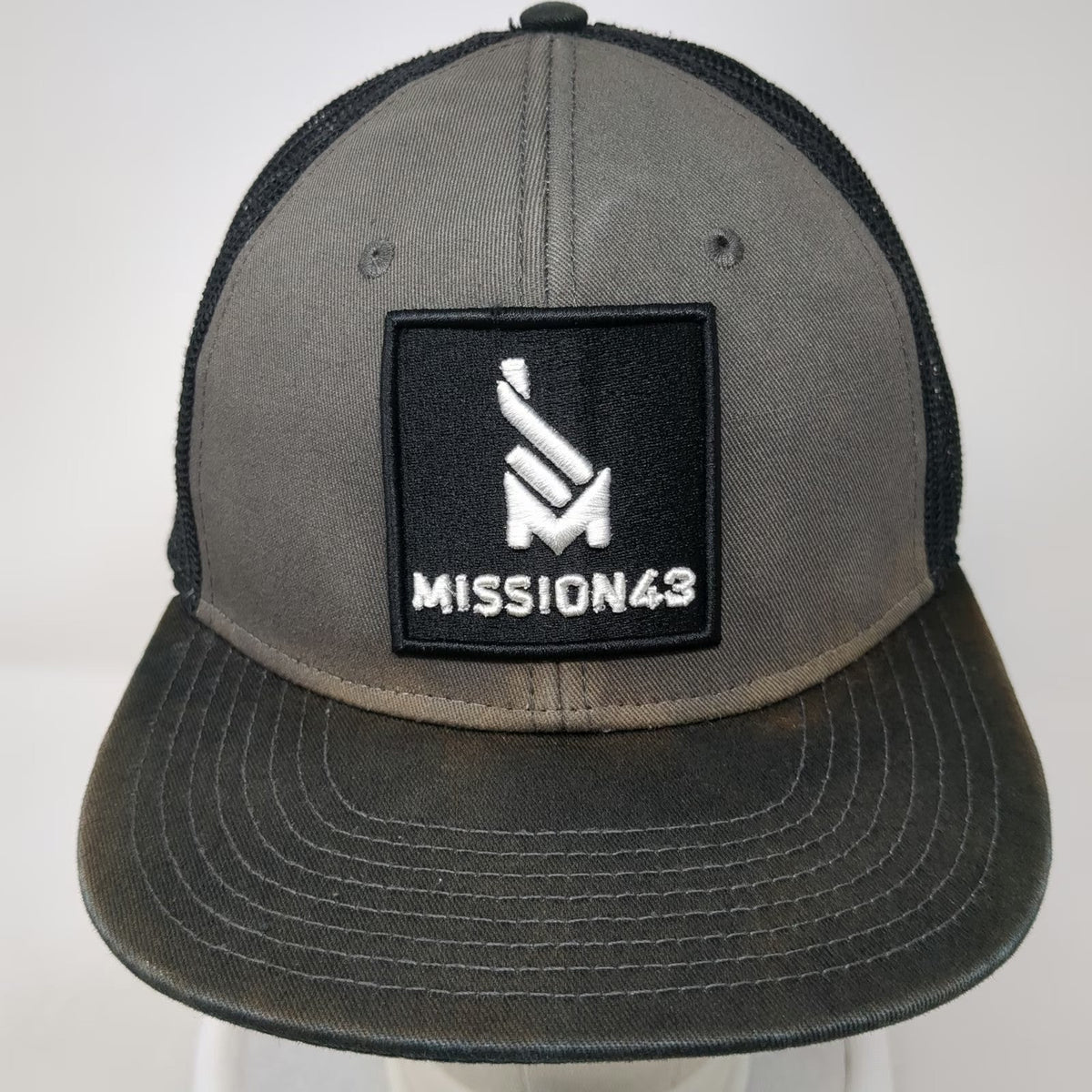 Mission43 Trucker Hat Black One Size Mesh Back Snapback Logo Underbrim Camo