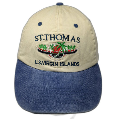 Baseball Cap Beige Blue One Size St Thomas US Virgin Islands Paradise Hat