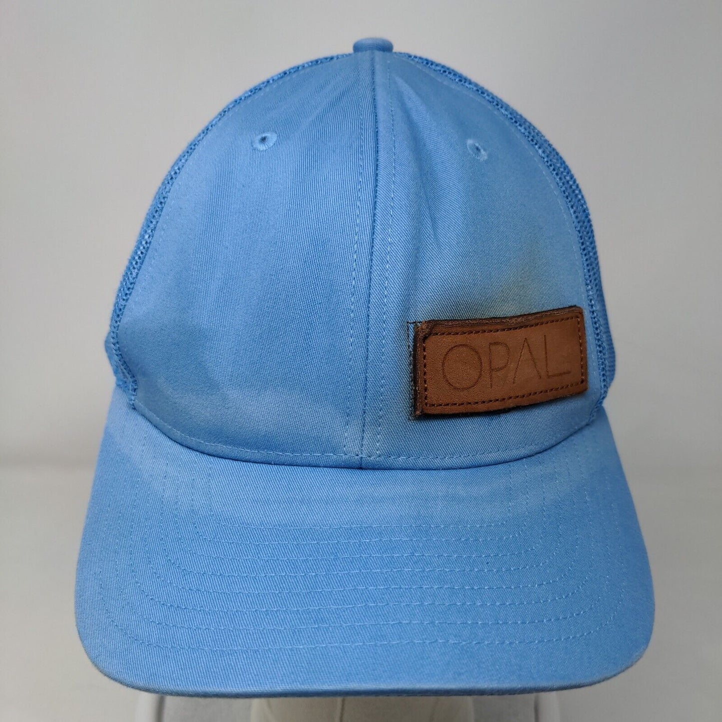 Opal Leather Patch Snapback Trucker Hat Blue One Size Richardson Mesh Back