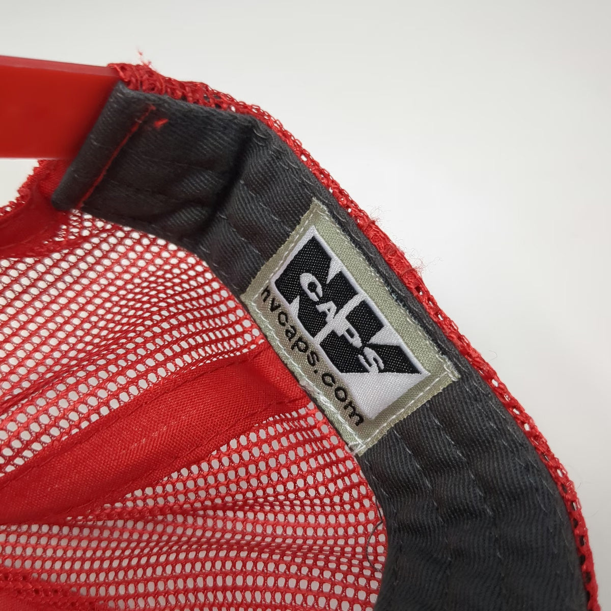 Nevada Caps Trucker Hat Gray Red OSFM Mesh Back Leather Patch Veterans Compass