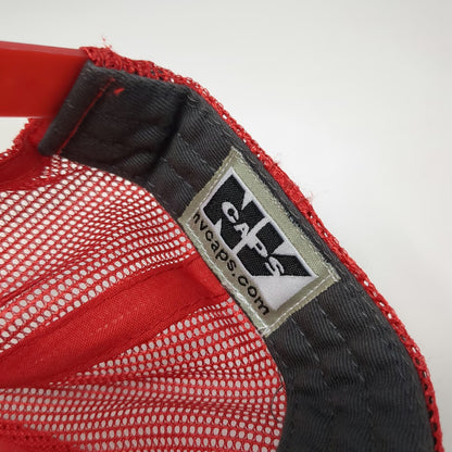 Nevada Caps Trucker Hat Gray Red OSFM Mesh Back Leather Patch Veterans Compass