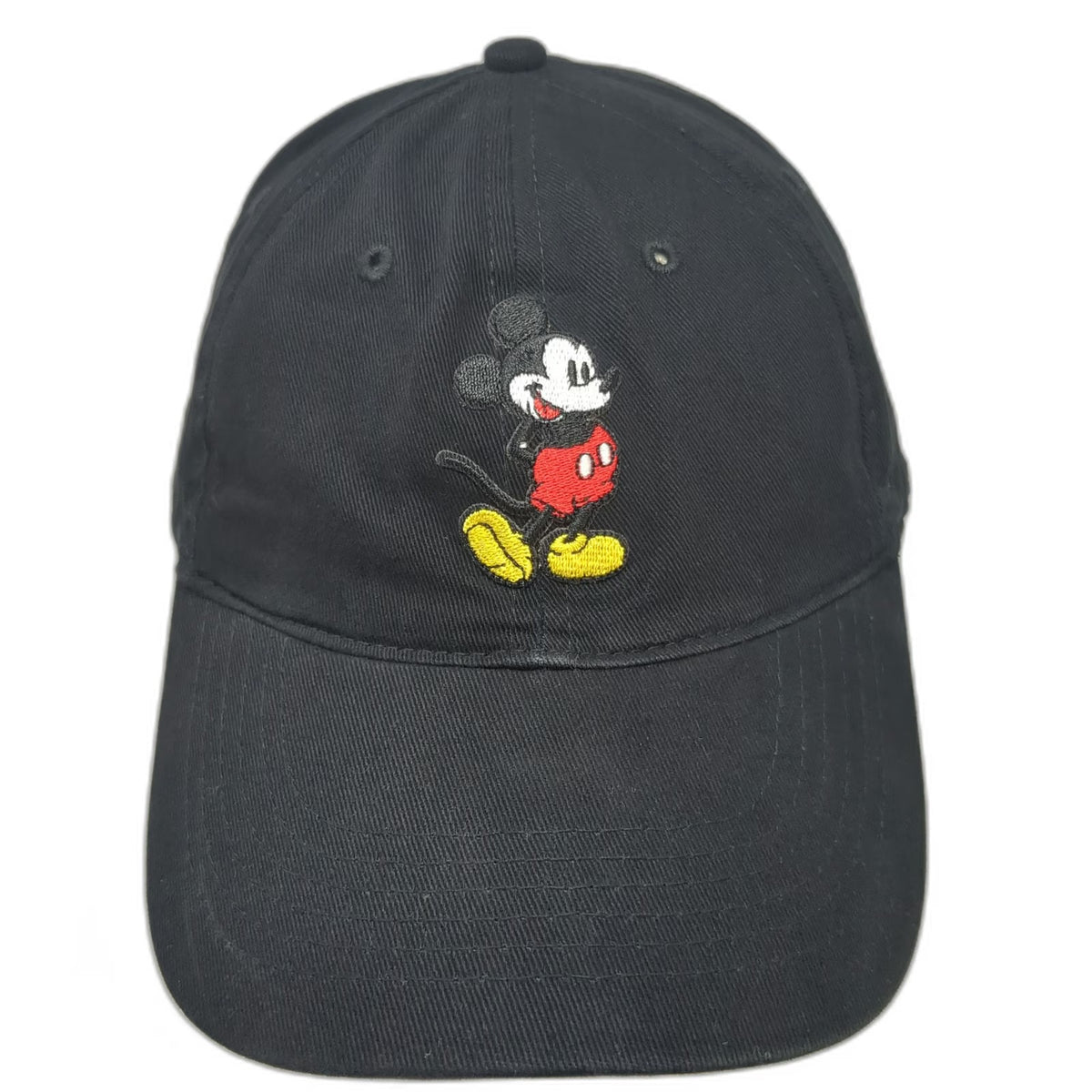 Disney Mickey Mouse Baseball Cap Black One Size Cotton Embroidered Slideback Hat