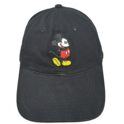 Disney Mickey Mouse Baseball Cap Black One Size Cotton Embroidered Slideback Hat