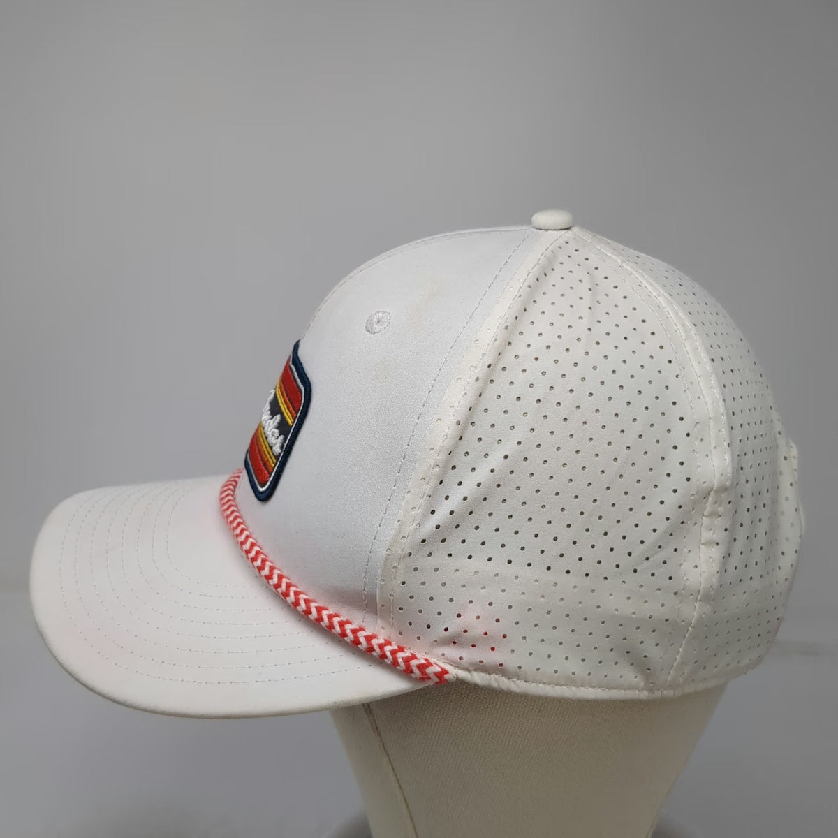 Pukka Trucker Hat White OSFM Braided Rope Snapback Perforated Las Sendas Golf