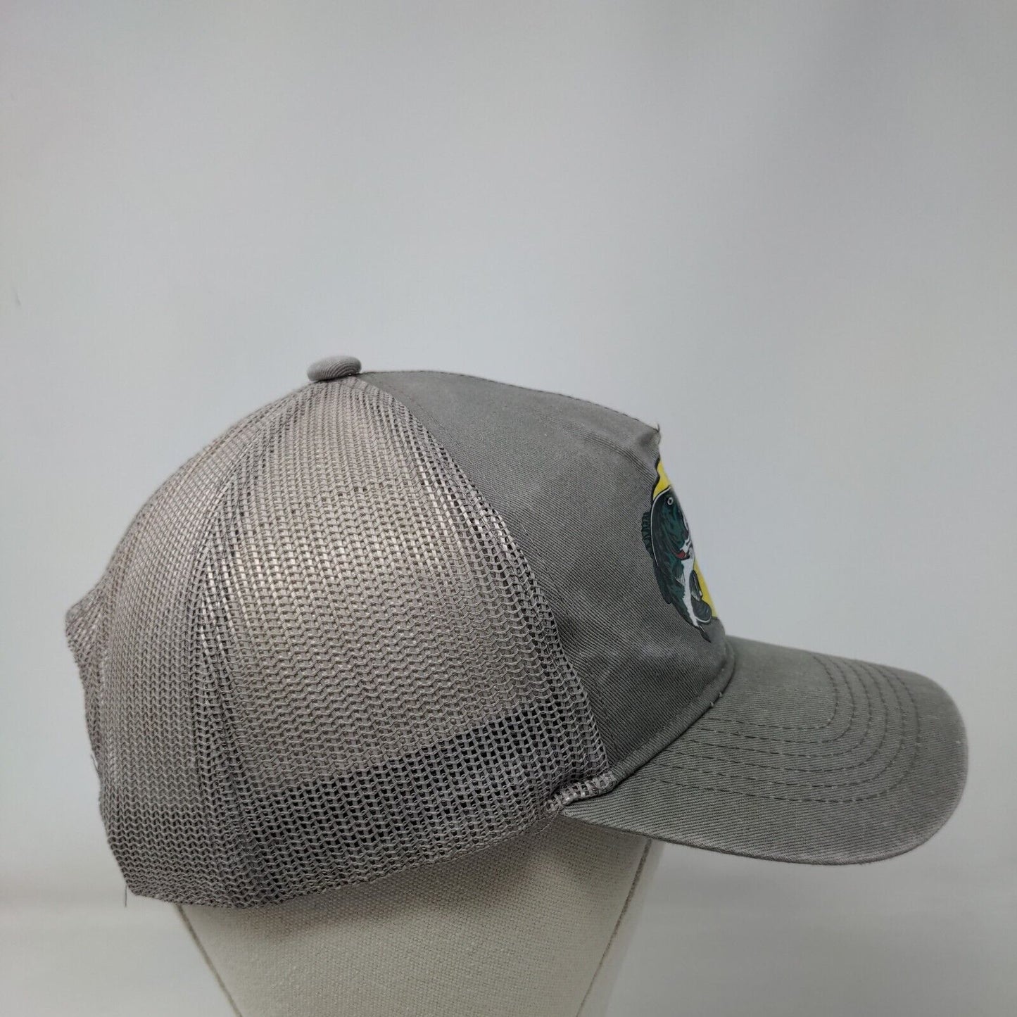 Bass Pro Shops Snapback Trucker Hat Gray OSFM Adjustable Mesh Back Gone Fishing